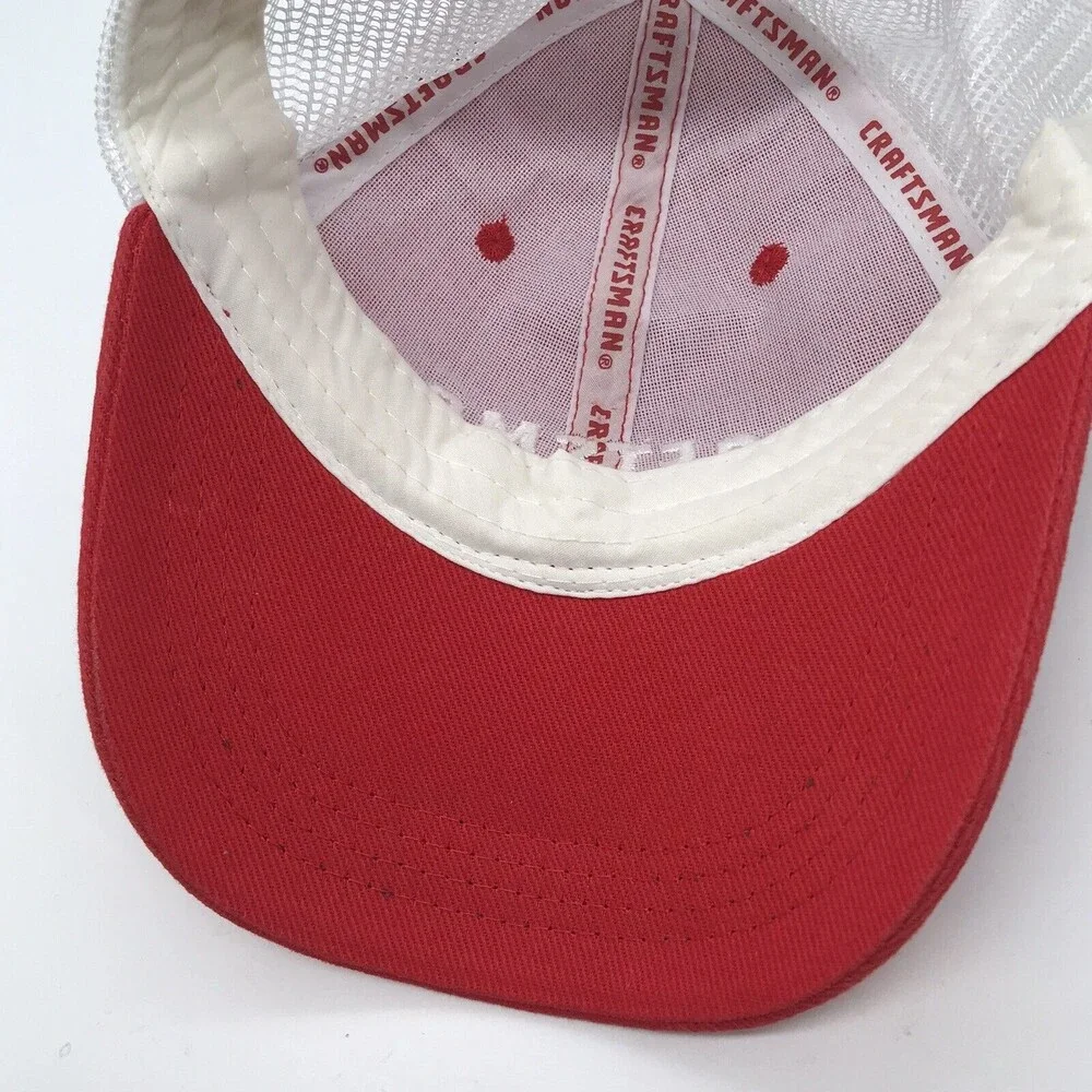 Craftsman Tools Red & White Trucker Ball Cap Mesh Back Snapback OSFM Dad Hat